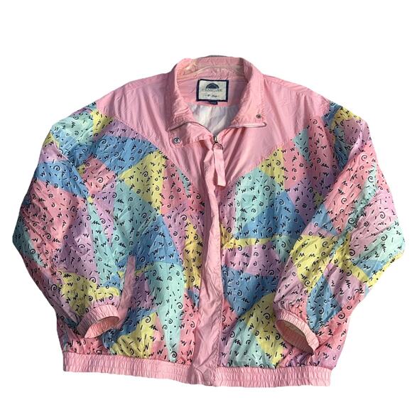 Vintage 1. Sunset Lane Windbreaker Jacket - Size Large - Picture 2 of 12